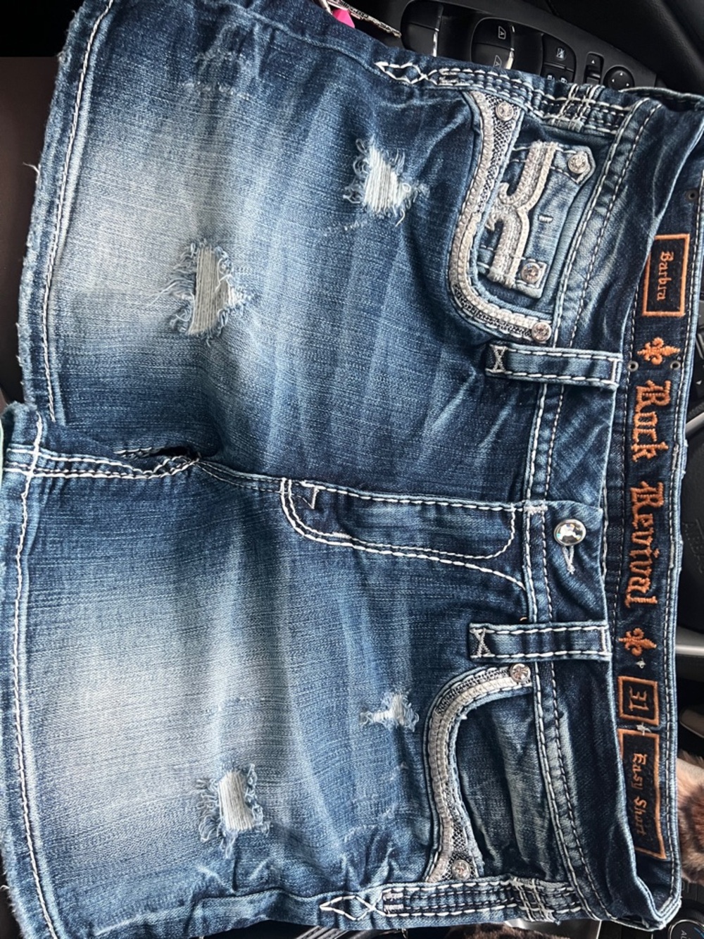 Rock Revival Distressed Denim Shorts - Blue Wash